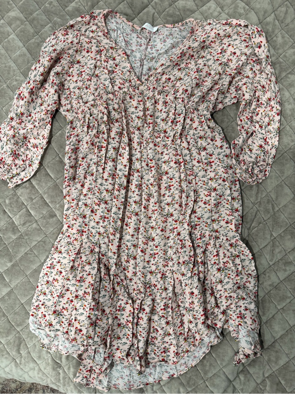 Maternity Dress Cream Floral Tiered Dress